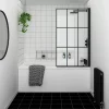 Arezzo Matt Black Grid Bath Screen With Curved Single Ended Bath -Victorian Plumbing shop azbgrb d4