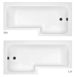 Arezzo Shower Bath - 1700mm L Shaped With Matt Black Grid Screen + Panel -Victorian Plumbing shop azgl17 new 1