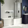 Arezzo Shower Bath - 1700mm L Shaped With Matt Black Screen + Panel -Victorian Plumbing shop azl17 n d3