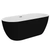 Arezzo Matt Black Freestanding Modern Bath With Chrome Waste 1650 X 750 X 570mm