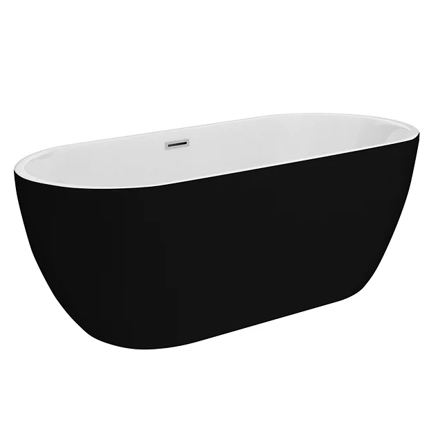 Arezzo Matt Black Freestanding Modern Bath With Chrome Waste 1650 X 750 X 570mm 3 Arezzo Matt Black Freestanding Modern Bath With Chrome Waste 1650 X 750 X 570mm