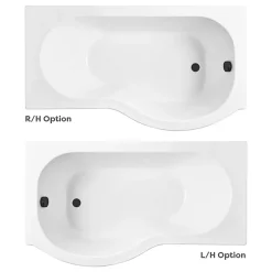 Arezzo P-Shaped Shower Bath (1700mm With Screen + Front Panel)