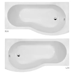 Cruze Bathroom Cruze B Shaped Shower Bath - 1700mm Inc. Screen With Rail & Panel