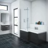Klyn Bathroom Brooklyn Black Shower Bath - 1700mm L Shaped Incl. Screen + Panel -Victorian Plumbing shop bb1700fs detail1