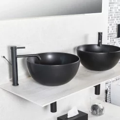 BagnoDesign Matt Black Koy 400mm Round Countertop Basin 12 BagnoDesign Matt Black Koy 400mm Round Countertop Basin -Victorian Plumbing shop bdskoy702mb d3