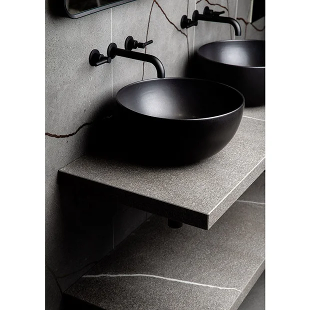 BagnoDesign Matt Black Koy 400mm Round Countertop Basin 8 BagnoDesign Matt Black Koy 400mm Round Countertop Basin - Image 6