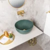 BagnoDesign Matt Green Koy 400mm Round Countertop Basin 2 BagnoDesign Matt Green Koy 400mm Round Countertop Basin -Victorian Plumbing shop bdskoy702mgr d2