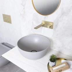 BagnoDesign Matt Grey Koy 400mm Round Countertop Basin 13 BagnoDesign Matt Grey Koy 400mm Round Countertop Basin -Victorian Plumbing shop bdskoy702mgy d4