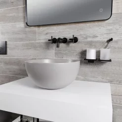 BagnoDesign Matt Grey Koy 400mm Round Countertop Basin