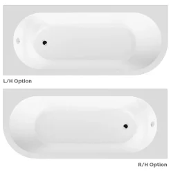 Arezzo Shower Bath (1700mm J Shaped With Matt Black Screen + Curved Panel)