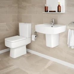 Klyn Bathroom Brooklyn Modern Square Basin & Semi Pedestal (520mm Wide - 1 Tap Hole) -Victorian Plumbing shop br520sp nwd2