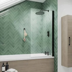 Victorian Plumbing Bordo Single Ended Bath 1700 X 750mm With Matt Black Hinged Square Bath Screen -Victorian Plumbing shop brb17sq3mmb detail01