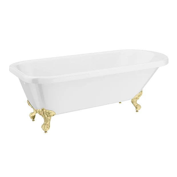 Victorian Plumbing Bromley 1780 Single Ended Roll Top Bath + Brushed Brass Leg Set 4 Victorian Plumbing Bromley 1780 Single Ended Roll Top Bath + Brushed Brass Leg Set - Image 2