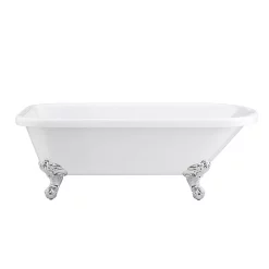 Victorian Plumbing Bromley 1470 Small Single Ended Roll Top Bath + Chrome Legs 8 Victorian Plumbing Bromley 1470 Small Single Ended Roll Top Bath + Chrome Legs -Victorian Plumbing shop bromley1470singleendedrolltopbathwithchromeballandclawfeetd1