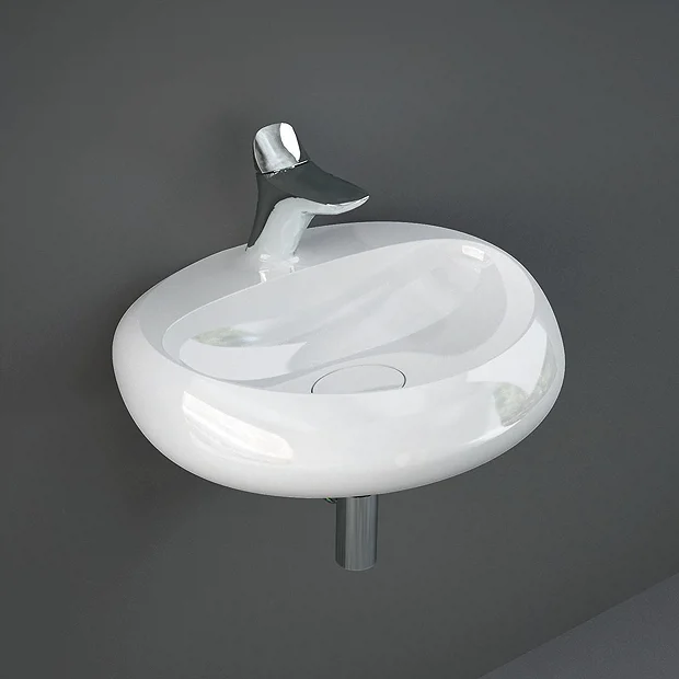 RAK Ceramic RAK Cloud 55cm 1TH Wall Hung Basin - Gloss White 3 RAK Ceramic RAK Cloud 55cm 1TH Wall Hung Basin - Gloss White