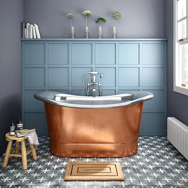 The Period Bathroom Company Trafalgar Copper 1500 X 710mm Double Ended Slipper Roll Top Bath Tub (Nickel Inside) 4 The Period Bathroom Company Trafalgar Copper 1500 X 710mm Double Ended Slipper Roll Top Bath Tub (Nickel Inside) - Image 2