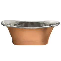 The Period Bathroom Company Trafalgar Copper 1700 X 710mm Double Ended Slipper Roll Top Bath Tub (Nickel Inside) -Victorian Plumbing shop copd317 d1