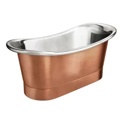The Period Bathroom Company Trafalgar Copper 1700 X 710mm Double Ended Slipper Roll Top Bath Tub (Nickel Inside) -Victorian Plumbing shop copd317 d2