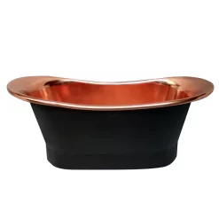 The Period Bathroom Company Trafalgar Matt Black 1700 X 710mm Double Ended Slipper Roll Top Bath Tub (Copper Inside) -Victorian Plumbing shop copd417 d2