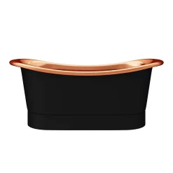 The Period Bathroom Company Trafalgar Matt Black 1700 X 710mm Double Ended Slipper Roll Top Bath Tub (Copper Inside) -Victorian Plumbing shop copd417 d4