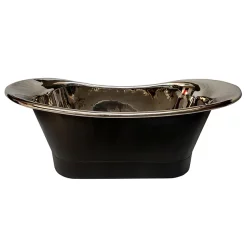 The Period Bathroom Company Trafalgar Matt Black 1700 X 710mm Double Ended Slipper Roll Top Bath Tub (Nickel Inside) -Victorian Plumbing shop copd517 d4