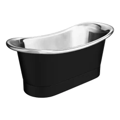 The Period Bathroom Company Trafalgar Matt Black 1700 X 710mm Double Ended Slipper Roll Top Bath Tub (Nickel Inside) -Victorian Plumbing shop copd517 n d3
