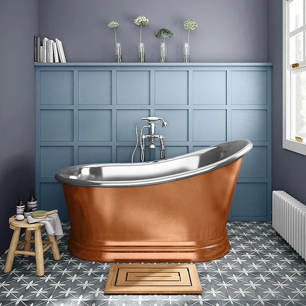 The Period Bathroom Company Trafalgar Copper 1500 X 787mm Slipper Roll Top Bath Tub (Nickel Inside) 4 The Period Bathroom Company Trafalgar Copper 1500 X 787mm Slipper Roll Top Bath Tub (Nickel Inside) - Image 2