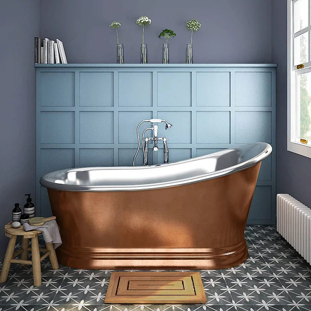 The Period Bathroom Company Trafalgar Copper 1700 X 787mm Slipper Roll Top Bath Tub (Nickel Inside) 4 The Period Bathroom Company Trafalgar Copper 1700 X 787mm Slipper Roll Top Bath Tub (Nickel Inside) - Image 2