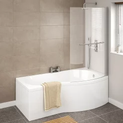 Cruze Bathroom Cruze B Shaped Shower Bath - 1700mm Inc. Screen With Rail & Panel -Victorian Plumbing shop cruzebshapedshowerbath1700mmincscreenwithrailpaneldetail3