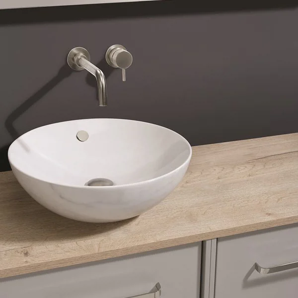 Crosswater Castellon 430mm Carrara Marble/White Countertop Basin 3 Crosswater Castellon 430mm Carrara Marble/White Countertop Basin
