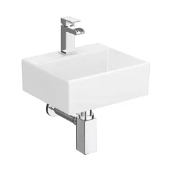 Victorian Plumbing Cubetto Wall Hung Basin With Tap Package - 1 Tap Hole -Victorian Plumbing shop cubettowallhungbasinpackagel