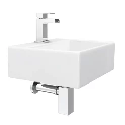 Victorian Plumbing Cubetto Wall Hung Basin With Tap Package - 1 Tap Hole -Victorian Plumbing shop cubwhpk n d2