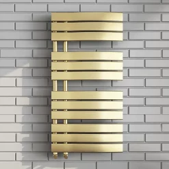 Arezzo Brushed Brass Designer Heated Towel Rail 1080 X 550mm -Victorian Plumbing shop dbb55x108d1