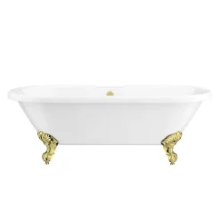 Victorian Plumbing Duke 1695 Double Ended Roll Top Bath + Brushed Brass Leg Set -Victorian Plumbing shop duke1695bb d1