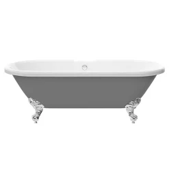 Victorian Plumbing Duke Grey 1695 Double Ended Roll Top Bath W. Ball + Claw Leg Set -Victorian Plumbing shop dukegrey1695doubleendedrolltopbathd1