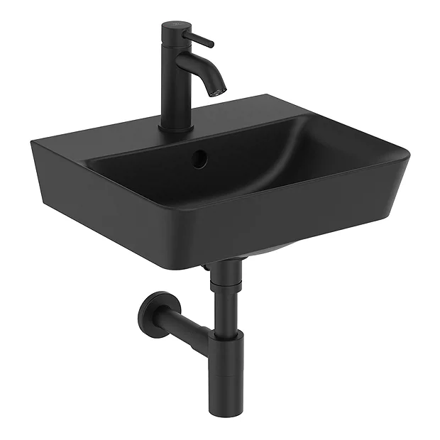 Ideal Standard Connect Air Cube Silk Black 400mm Wall Mounted / Vanity Basin 3 Ideal Standard Connect Air Cube Silk Black 400mm Wall Mounted / Vanity Basin