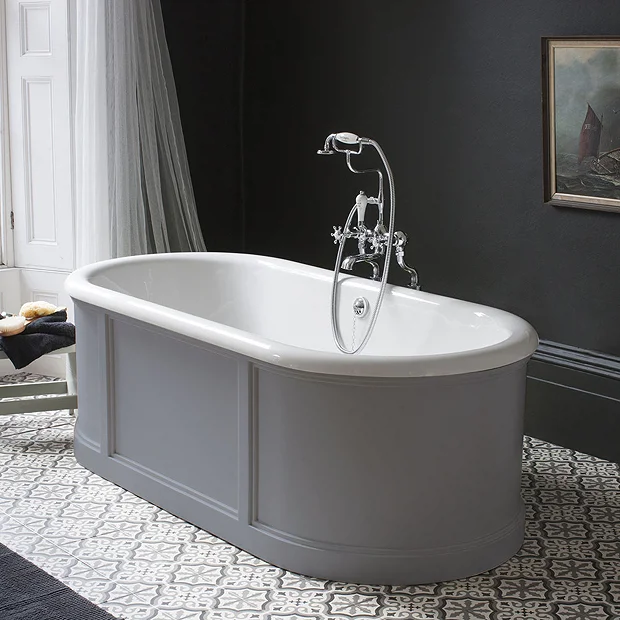 Urlington Bathroom Burlington London 1800mm Bath With Curved Surround & Waste - Classic Grey 4 Urlington Bathroom Burlington London 1800mm Bath With Curved Surround & Waste - Classic Grey - Image 2