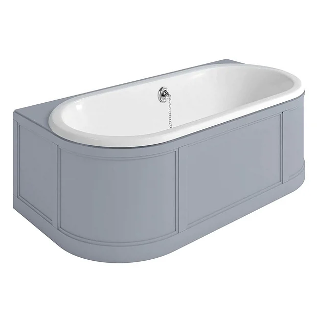 Urlington Bathroom Burlington London 1800mm Back To Wall Bath With Curved Surround & Waste - Classic Grey 4 Urlington Bathroom Burlington London 1800mm Back To Wall Bath With Curved Surround & Waste - Classic Grey - Image 2