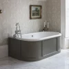 Urlington Bathroom Burlington London 1800mm Back To Wall Bath With Curved Surround & Waste - Classic Grey -Victorian Plumbing shop e23o d1