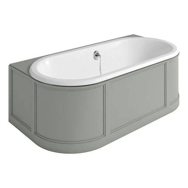 Urlington Bathroom Burlington London 1800mm Back To Wall Bath With Curved Surround & Waste - Dark Olive 4 Urlington Bathroom Burlington London 1800mm Back To Wall Bath With Curved Surround & Waste - Dark Olive - Image 2