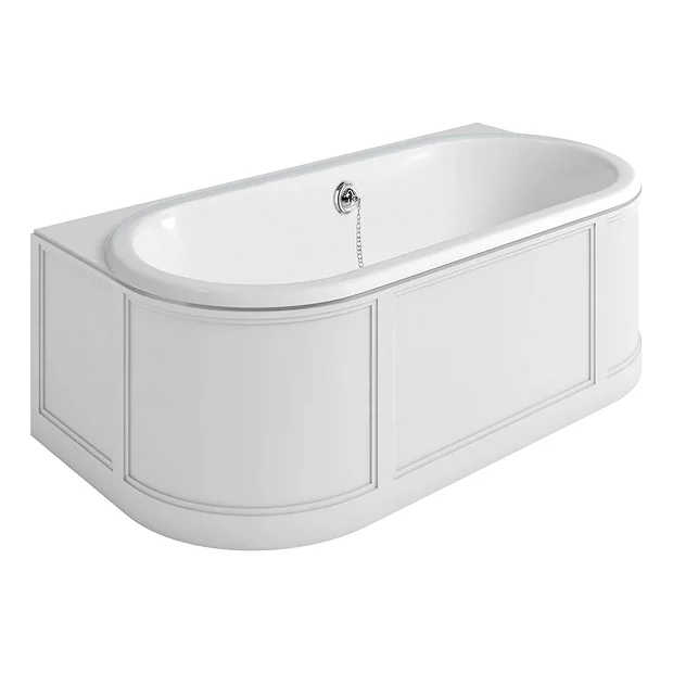 Urlington Bathroom Burlington London 1800mm Back To Wall Bath With Curved Surround & Waste - Matt White 4 Urlington Bathroom Burlington London 1800mm Back To Wall Bath With Curved Surround & Waste - Matt White - Image 2