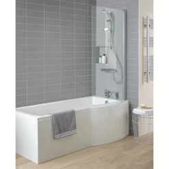 Ideal Standard Tempo Arc 1700mm P-Shaped Shower Bath -Victorian Plumbing shop e256701 d3