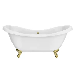 Victorian Plumbing Earl 1750 Double Ended Roll Top Slipper Bath + Brushed Brass Leg Set -Victorian Plumbing shop earl1750bb d2