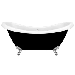 Victorian Plumbing Earl Black 1750 Double Ended Roll Top Slipper Bath W. Ball + Claw Leg Set -Victorian Plumbing shop earlblack1750doubleendedslipperbathd1
