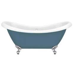 Victorian Plumbing Earl Blue 1750 Double Ended Roll Top Slipper Bath W. Ball + Claw Leg Set -Victorian Plumbing shop earlblue1750doubleendedrolltopslipperbathd1