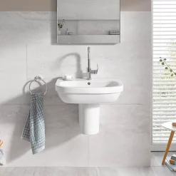 Grohe Euro Ceramic 550mm 1TH Basin + Half Pedestal 7 Grohe Euro Ceramic 550mm 1TH Basin + Half Pedestal -Victorian Plumbing shop eurhp600 d1 1