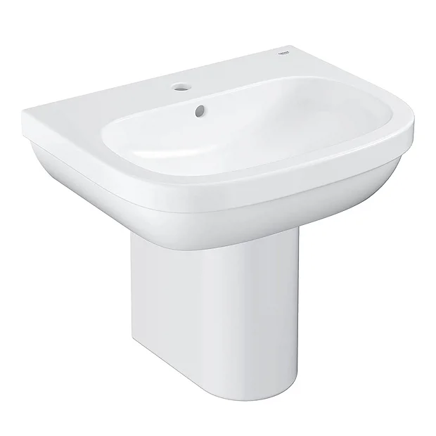 Grohe Euro Ceramic 600mm 1TH Basin + Half Pedestal 4 Grohe Euro Ceramic 600mm 1TH Basin + Half Pedestal - Image 2