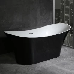Nova Bathroom Nova Black Sparkle 1750 Modern Double Ended Slipper Bath