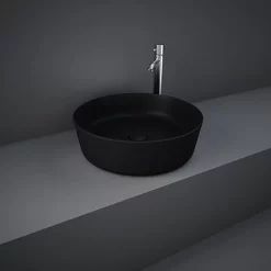 RAK Ceramic RAK Feeling 420mm 0TH Slim Round Counter Top Wash Basin - Matt Black