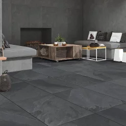 Victorian Plumbing Grado Black Outdoor Stone Effect Floor Tile - 600 X 900mm -Victorian Plumbing shop gra6090blk d2